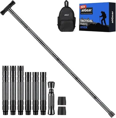 Immagine prodotto di Bastoncini da trekking tattici in alluminio nero per attività all'aperto