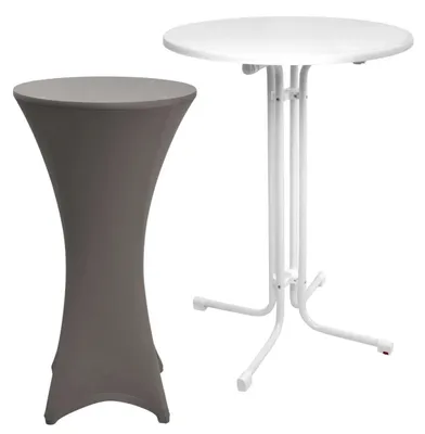 Produktbild von Beautissu Outdoor Stehtisch Sylt, klappbar, Ø70cm, Anthrazit, mit Husse