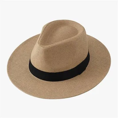Immagine prodotto di Cappello da sole estivo da uomo 2026 – tesa larga 10 cm – cappello di paglia in stile cowboy – cappello da spiaggia traspirante per attività all'aperto, viaggi, pesca e giardinaggio