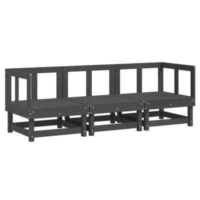 Produktbild von vidaXL 3-tlg. Garten-Lounge-Set Grau Massivholz Kiefer