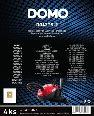 Obrázek produktu pro Sáčky do vysavače 4 ks - textilní, 4 l - DOMO DO42TS-2