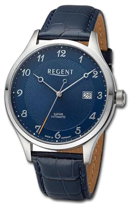 Obrázok produktu pre Pánske hodinky s koženým remienkom, modrej farby, analógové, značka Regent, model D3URGM2213