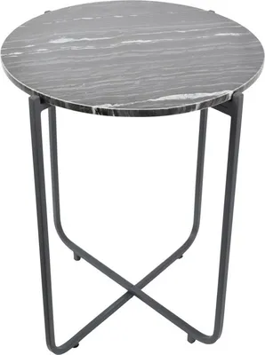 Produktbild von LOFT42 Marble Beistelltisch rund schwarz - Metall - Marmor - 55x45x45