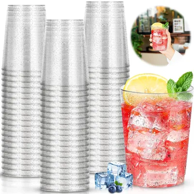 60er-Set Plastikbecher 300 ml, silber, wiederverwendbar, Party