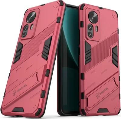 Produktbild von Armor Hülle für Xiaomi 12 Pro, Hybrid PC TPU Bumper Stoßfestes Schutzhülle mit Standfunktion Rosa