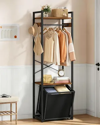 Image de Porte-vêtements en acier, de couleur noire, largeur de 150 cm, multifonctionnel, pour la maison