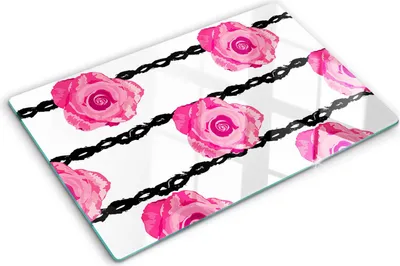 Produktbild von Tulup Glas Herdabdeckplatte - 80x52 cm - Glaskeramikkochfeld-Abdeckung Spritzschutz Glasabdeckplatte - Einteilig - Blumen & Pflanzen - Rosen - Rosa