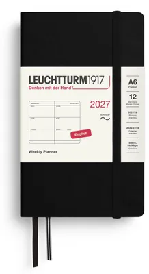 Produktbild von LEUCHTTURM1917 Wochenkalender 2027 Pocket (A6) - Englisch, Schwarz, Softcover, 9