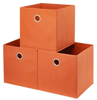 Immagine prodotto di Omgoods - Set di 3 scatole pieghevoli per l'organizzazione, colore arancione, dimensioni 30x30x30 cm