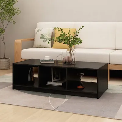 Obrázok produktu pre The Living Store konferenčný stolík čierny 110x50x34 cm z masívneho borovicového dreva