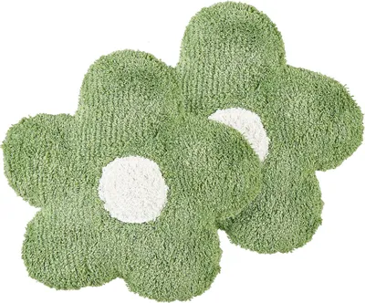 Produktbild von BELIANI Dekokissen 2er Set aus Baumwolle Grün Blumenform 30 x 30 cm für Kinderzimmer Wohnaccessoires Dekoration für Kinder