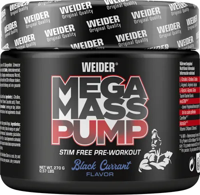 Produktbild von Weider Mega Mass Pump Pre Workout 270g Dose Black Currant
