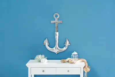 Produktbild von Wanddeko Anker 45 x 70 cm groß Aluminium in Silber Wand Deko Wohnzimmer Schlafzimmer