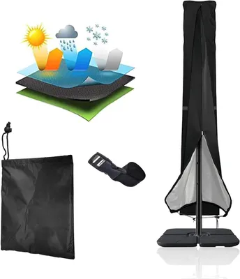Zdjęcie produktu dla Pokrowiec ochronny na parasol - do użytku na tarasie - wodoodporny - wykonany z materiału Oxford - wymiary: 57 x 240 cm - kolor: czarny