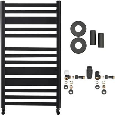 Imagen del producto de CERANO - Juego de radiador para baño Enrico - calefacción central - conexión lateral - 467W -  mate - 970x500 mm