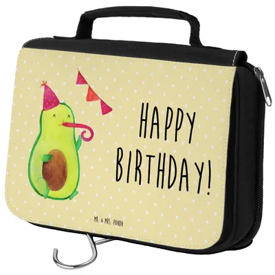 Produktbild von Mr. & Mrs. Panda kulturtäschchen Avocado Geburtstag - Gelb Pastell - Geschenk, badtasche, beautycase, Alles Gute, Party, beauty case, Necessaire, Frucht, Kulturbeutel