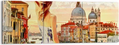 Produktbild von Bild auf Leinwand - Leinwandbild - Venedig Brücke Wasser - 150x50cm - Wand Bild - Wanddeko - Leinwanddruck - Bilder - Kunstdruck - Wanddekoration - Leinwand bilder - Wandkunst - CA150x50-3495