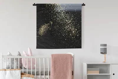 Produktbild von MuchoWow® Wandteppich Wandbehang Marmor - Glitter - Gold - Schwarz 90x90 cm Tapisserie Dekoration Wandtuch - Wandaufhänger