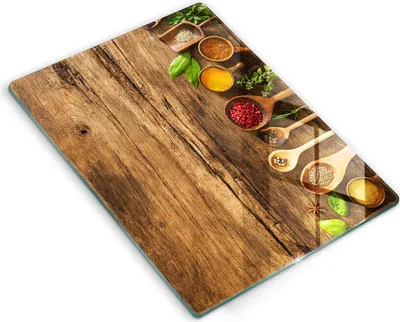 Produktbild von Glasschneideplatte - Herdabdeckplatte - 40x52 cm - Schneidebrett - Spritzschutz - Holzgewürze