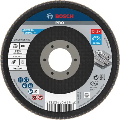 Produktbild von PRO X571 Fächerschleifscheibe, abgewinkelt, 115 mm, K80
