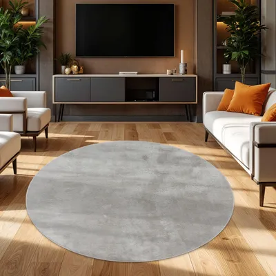 Produktbild von TT Home Wohnzimmer Teppich Hochflor Langflor Kunstfell Weich Modern Unifarben Flauschig Größe 200 cm Rund