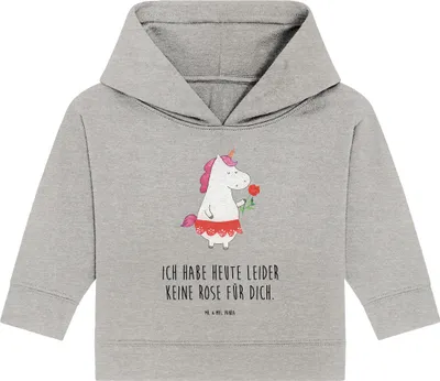 Produktbild von Mr. & Mrs. Panda Organic Baby Hoodie Einhorn Dame 24. - 36. Monat - Heather Grey - Geschenk, Kapuzenshirt, Bachelor, Kapuzensweatshirt, Frau, Bachelorette, Unicorn