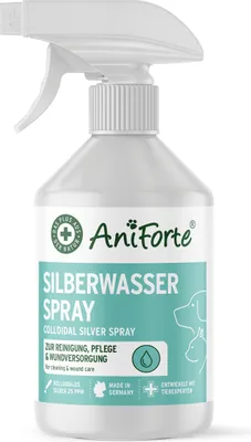 Produktbild von AniForte Silberwasser Spray für Hunde, Katzen, Pferde & Kleintiere 250 ml - Kolloidales Silber 25ppm zur Wundversorgung & Pflege, frisch abgefüllt
