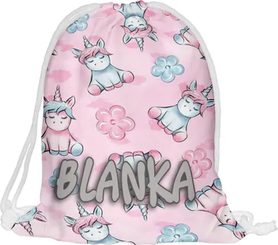 Produktbild von Kinder Turnbeutel mit Namen Beutel Fullprint Tasche Gymsac Jutebeutel Print Bag Fitness Einhorn voll [010]