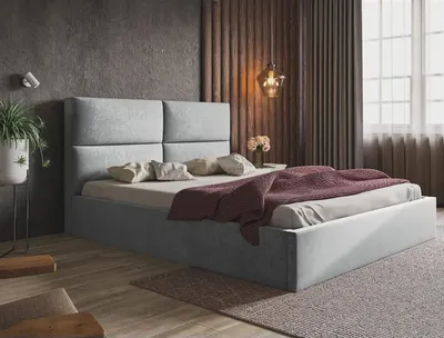 Produktbild von Polsterbett SIM 6 mit Kopfteil, 120x200 cm, Doppelbett mit Bettkasten und Lattenrost aus Holz, Velourstoff, Farbe: Grau