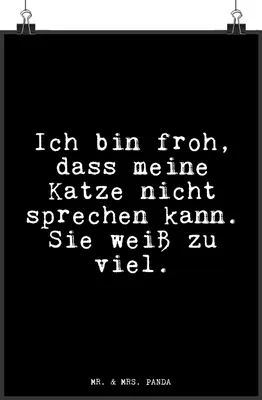 Produktbild von Mr. & Mrs. Panda Bild Ich bin froh, dass... DIN A4 - Schwarz - Geschenk, kunstdruck poster, drucke, Glizer Spruch Sprüche Weisheiten Zitate Lustig Weisheit Worte, Katze