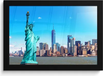 Produktbild von MuchoWow® MuchoWow® Gerahmtes Poster New York - Freiheitsstatue - Manhattan 30x20 cm - Poster mit zchwarzem Bilderrahmen - Kunstdruck - Bild-Poster