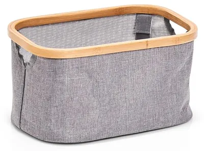 Produktbild von Zeller Present Aufbewahrungskorb Polyester/Bambus 30x20x16cm grau, Aufbewahrungskorb, Bambus, Grau, Rechteckig, Bambus, Polyester, Einfarbig, Universal