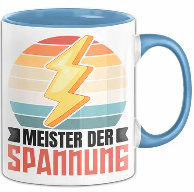 Produktbild von Elektriker Tasse Geschenk Meister Der Spannung Elektro-Meister Geschenkidee Becher (Blau)
