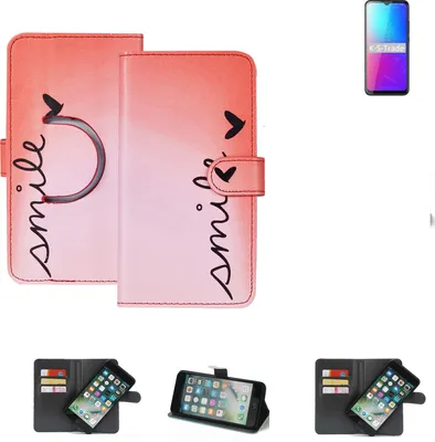 Produktbild von K-S-Trade Schutzhülle Handyhülle kompatibel mit Blackview BV5100 Pro Hülle cover bookstyle Etui ''smile'' rot Standfunktion Kameraschutz (1Stk)