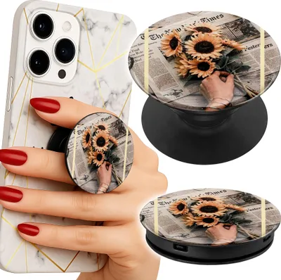 Obrázok produktu pre Drziak na telefon Popsocket na prst / stojan - KWIATISTY WZÓR SŁONECZNIK