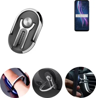 Produktbild von K-S-Trade 3in1 Smartphone-Ring Handy-Ring kompatibel mit Motorola One Fusion+ Fingerhalterung  Handyring Tischständer Lüftungsgitter-Halterung Tisch