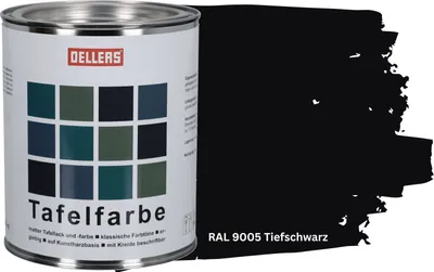 Produktbild von OELLERS 2in1 Tafellack RAL 9005 Tiefschwarz Matt 1L Tafelfarbe Schultafelfarbe Schultafellack
