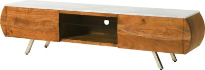 Image de MASSIVMOEBEL24 | Meuble TV en bois d'Acacia 184x40x45  naturel laqué/ marbre blanc MONTREAL #122