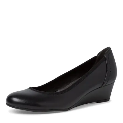 Produktbild von Tamaris Damen Pumps Keilabsatz Leder runde Form 1-22320-41, Größe:38 EU, Farbe:Schwarz