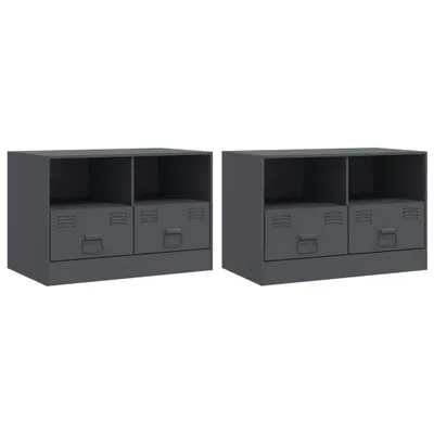 Zdjęcie produktu dla vidaXL Szafki pod telewizor 2 szt. Antracyt 67x39x44 cm Stal
