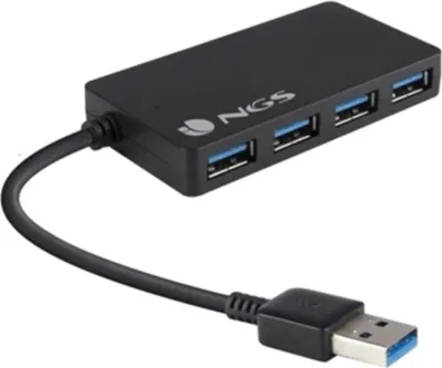 Obrázek produktu pro NGS iHub 3.0, USB 3.2 Gen 1 (3.1 Gen 1) Type-A, USB 3.2 Gen 1 (3.1 Gen 1) Type-A, 5000 Mbit/s, Černá, Kulatý kabel, USB