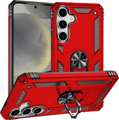 Produktbild von Mobigear Armor ring  Samsung Galaxy S25 Plus Hülle Hardcase Backcover Stoßfest mit Ringhalter - Rot