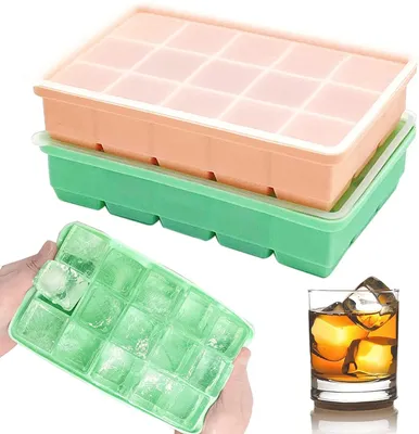 Silikon Eiswürfelform, 2 Stück, mit Deckel, BPA-frei, spülmaschinenfest