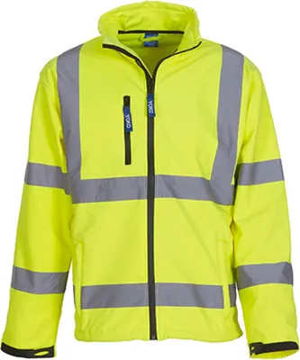 Produktbild von YOKO HVK09 | High Visibility 2 Bands & Braces Softshell Jacket - Farbe: Hi-Vis Yellow - Größe: L