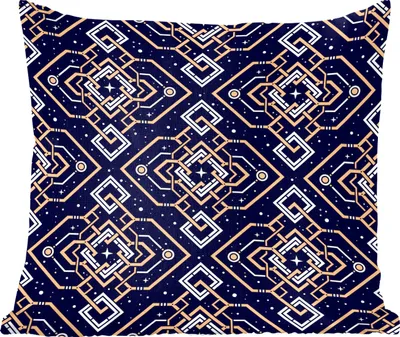 Produktbild von MuchoWow® Zierkissen Sofakissen Wohnzimmer Dekokissen 60x60 cm Muster - Linie - Orange - Jahre 20s - Sitzfläche - Foto Polster