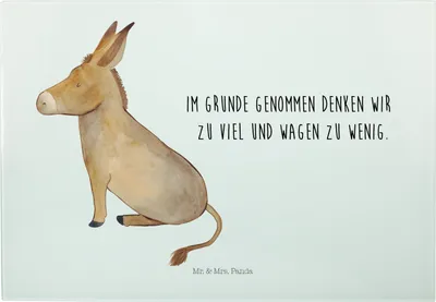 Produktbild von Mr. & Mrs. Panda Servierplatte Esel - Weiß - Geschenk, Zuversicht, Ziel, Glas Schneideplatte, Glas-Schneidebrett, Erfolg, Schneideunterlage, Frühstücksbrett, Lebensziel
