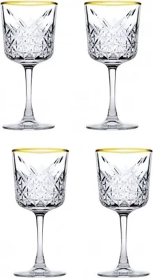 Image de 4x Pasabahce Verre à vin rouge Gin Cocktail "Timeless" design cristal, or