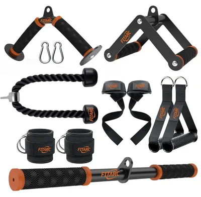 Produktbild von Kabelzugstation Kabeltrainer Zubehör - Set mit 7 Aufsätzen - Fitness Zubehör