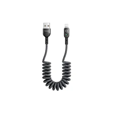 Immagine prodotto di Mcdodo cavo USB a spirale, cavo retrattile, sincronizzazione dati, cavo di ricarica, cavo a spirale, cavo di ricarica per auto, estensibile fino a 1,8 m nero