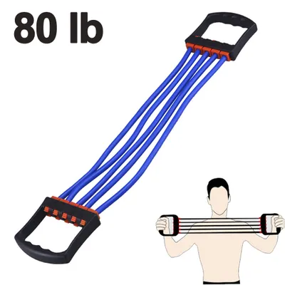Produktbild von Verstellbarer Chest Expander, Brust Expander Fitness, Muscle Pull Exerciser, Brustdehner, 5 Strings mit Sicherheits-Ummantelung, für Schulter und auch Deine Armmuskulatur Training
